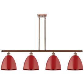 Plymouth Dome 48" Wide 4 Light Copper Island Light w/ Red Shade Plymouth Dome 48" Wide 4 Light Copper Island Light w/ Red Shade