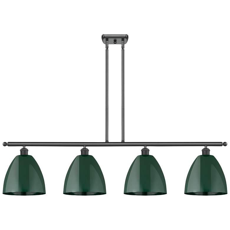 Image 1 Plymouth Dome 48" Wide 4 Light Matte Black Island Light w/ Green Shade