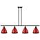 Plymouth Dome 48" Wide 4 Light Matte Black Island Light w/ Red Shade