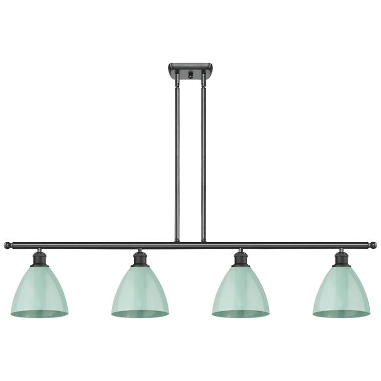 Image 1 Plymouth Dome 48" Wide 4 Light Matte Black Island Light w/ Seafoam Sha
