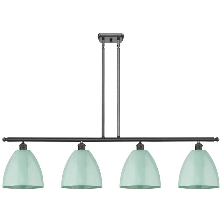 Image 1 Plymouth Dome 48" Wide 4 Light Matte Black Island Light w/ Seafoam Sha