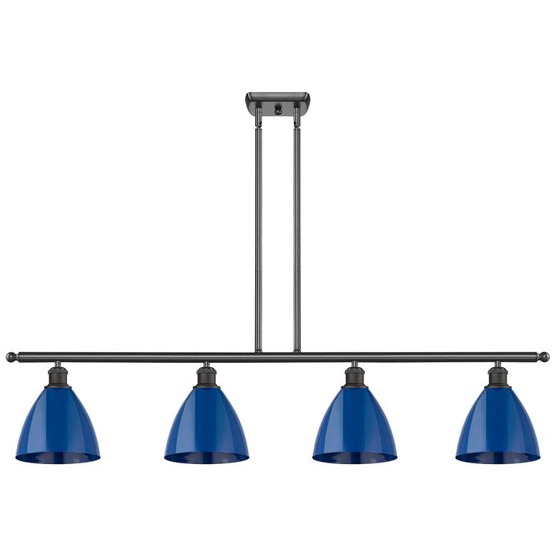 Image 1 Plymouth Dome 48" Wide 4 Light Oil Rubbed Bronze Island Light w/ Blue
