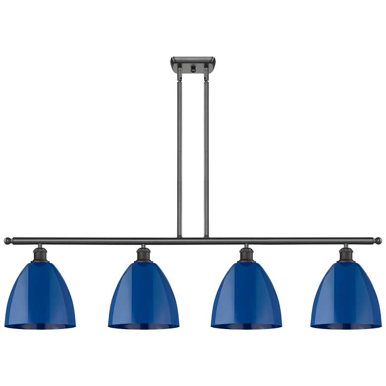 Image 1 Plymouth Dome 48" Wide 4 Light Oil Rubbed Bronze Island Light w/ Blue