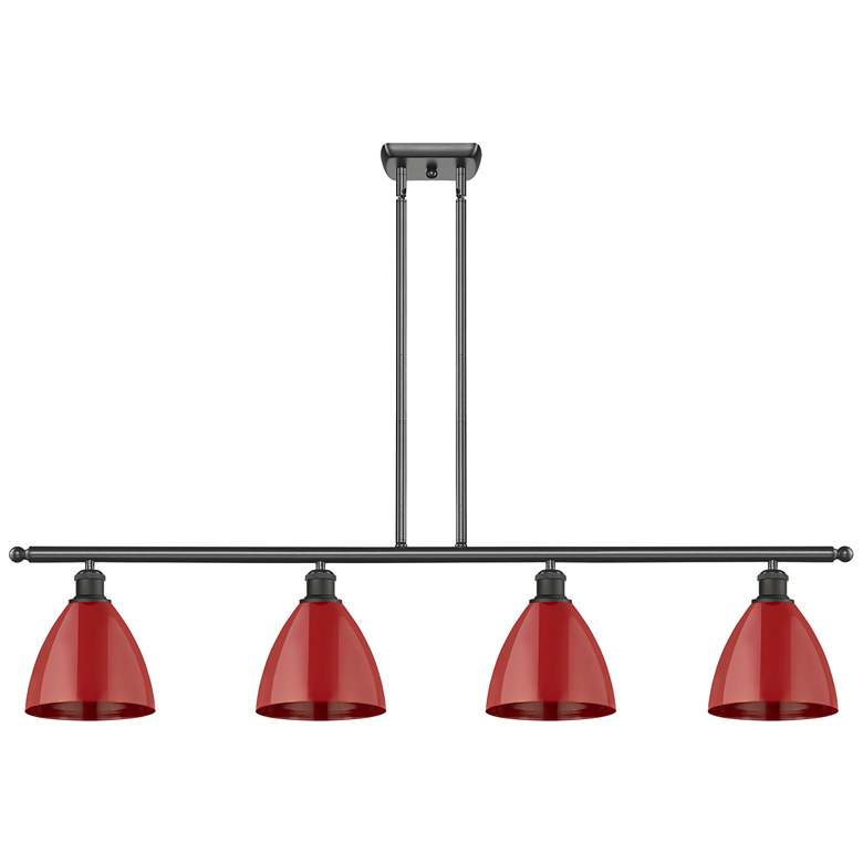 Image 1 Plymouth Dome 48" Wide 4 Light Oil Rubbed Bronze Island Light w/ Red S