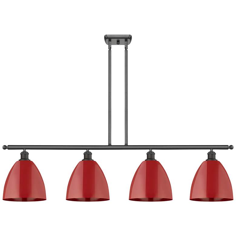 Image 1 Plymouth Dome 48" Wide 4 Light Oil Rubbed Bronze Island Light w/ Red S