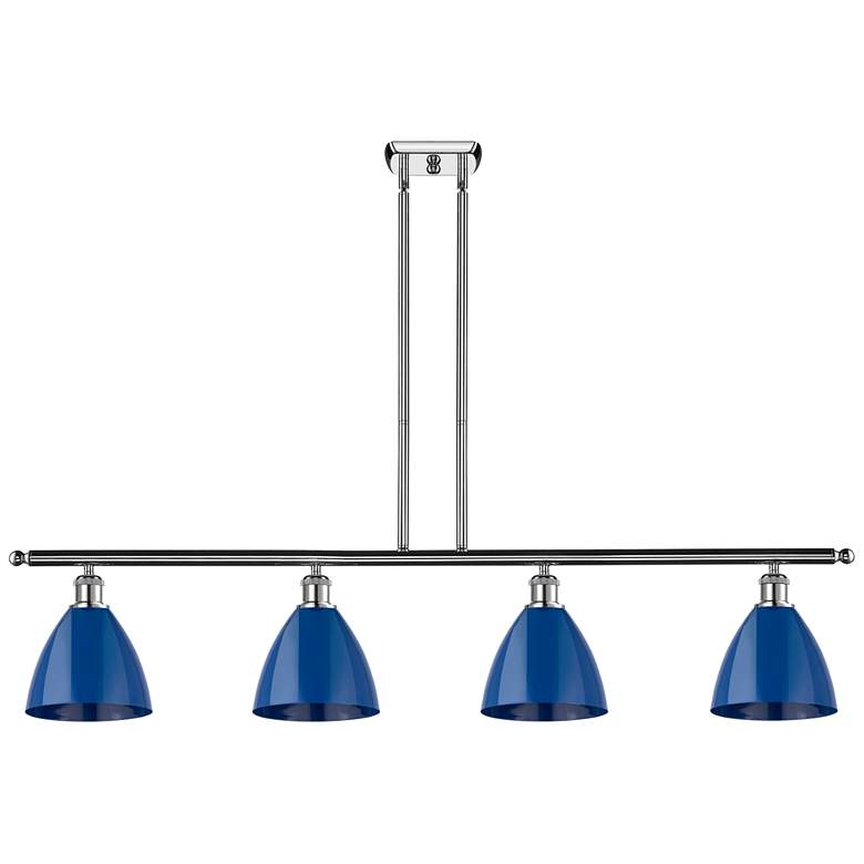Image 1 Plymouth Dome 48" Wide 4 Light Polished Chrome Island Light w/ Blue Sh