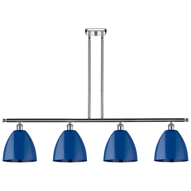 Image 1 Plymouth Dome 48" Wide 4 Light Polished Chrome Island Light w/ Blue Sh