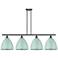 Plymouth Dome 50.25"W 4 Light Bronze Stem Island Light w/ Seafoam Shad