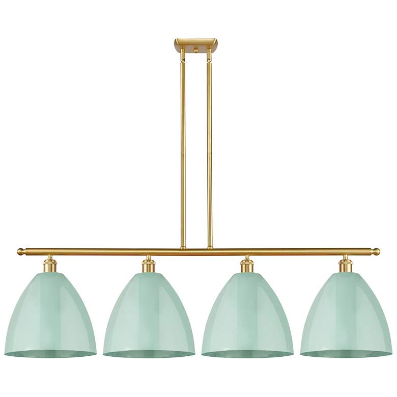 Image 1 Plymouth Dome 50.25"W 4 Light Gold Stem Hung Island Light w/ Seafoam S