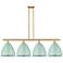 Plymouth Dome 50.25"W 4 Light Gold Stem Hung Island Light w/ Seafoam S