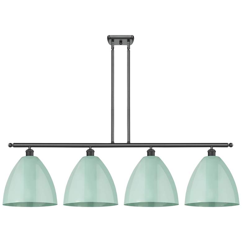 Image 1 Plymouth Dome 50.25"W 4 Light Matte Black Stem Island Light Seafoam Sh