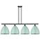 Plymouth Dome 50.25"W 4 Light Matte Black Stem Island Light Seafoam Sh