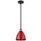 Plymouth Dome 7.5" Wide Black Brass Stem Hung Pendant w/ Red Shade