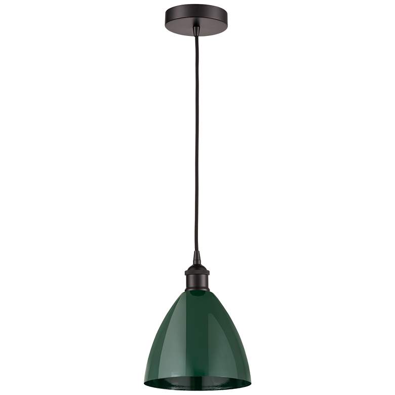 Image 1 Plymouth Dome 7.5" Wide Bronze Corded Mini Pendant w/ Green Shade