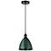 Plymouth Dome 7.5" Wide Bronze Corded Mini Pendant w/ Green Shade