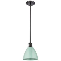 Plymouth Dome 7.5" Wide Bronze Stem Hung Pendant w/ Seafoam Shade