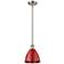 Plymouth Dome 7.5" Wide Brushed Satin Nickel Stem Hung Pendant w/ Red 