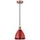 Plymouth Dome 7.5" Wide Copper Corded Mini Pendant w/ Red Shade