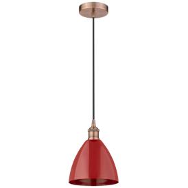 Plymouth Dome 7.5" Wide Copper Corded Mini Pendant w/ Red Shade Plymouth Dome 7.5" Wide Copper Corded Mini Pendant w/ Red Shade