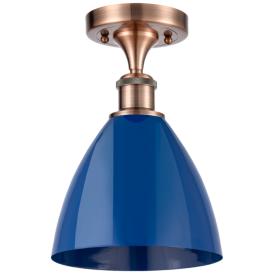 Plymouth Dome 7.5" Wide Copper Semi Flush Mount w/ Blue Shade Plymouth Dome 7.5" Wide Copper Semi Flush Mount w/ Blue Shade