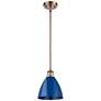 Plymouth Dome 7.5" Wide Copper Stem Hung Pendant w/ Blue Shade