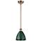 Plymouth Dome 7.5" Wide Copper Stem Hung Pendant w/ Green Shade