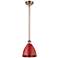 Plymouth Dome 7.5" Wide Copper Stem Hung Pendant w/ Red Shade