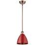 Plymouth Dome 7.5" Wide Copper Stem Hung Pendant w/ Red Shade