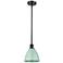 Plymouth Dome 7.5" Wide Matte Black Stem Hung Pendant w/ Seafoam Shade