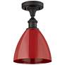 Plymouth Dome 7.5" Wide Oil Rubbed Bronze Semi Flush Mount w/ Red Shad