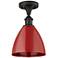 Plymouth Dome 7.5" Wide Oil Rubbed Bronze Semi Flush Mount w/ Red Shad