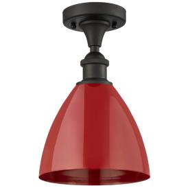 Plymouth Dome 7.5" Wide Oil Rubbed Bronze Semi Flush Mount w/ Red Shad Plymouth Dome 7.5" Wide Oil Rubbed Bronze Semi Flush Mount w/ Red Shad