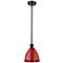 Plymouth Dome 7.5" Wide Oil Rubbed Bronze Stem Hung Pendant w/ Red Sha