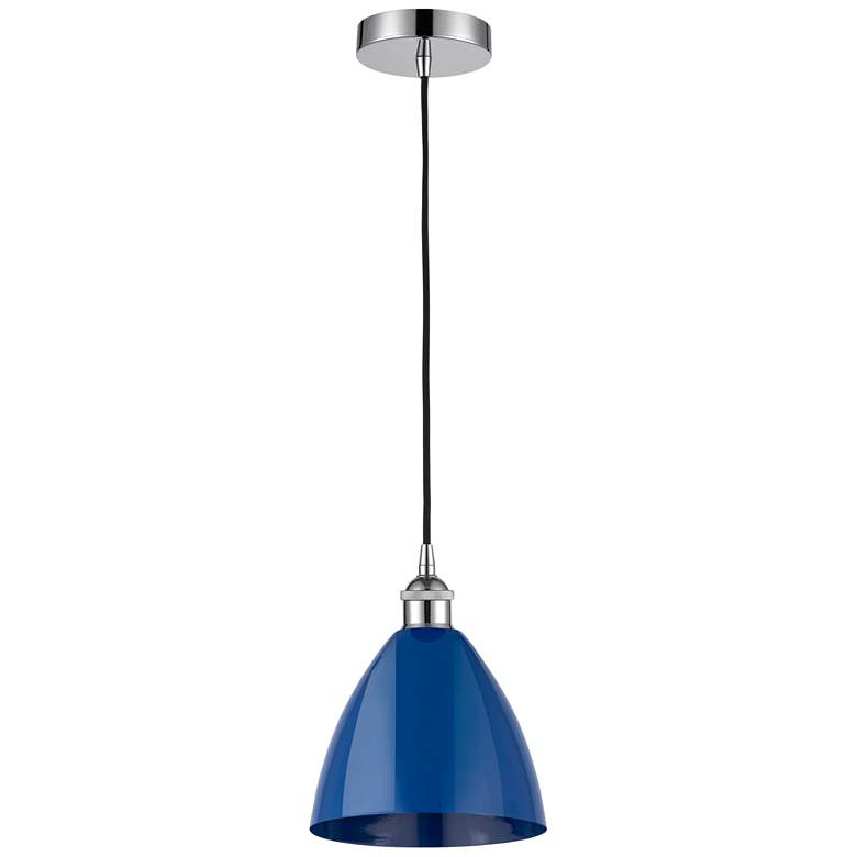 Image 1 Plymouth Dome 7.5" Wide Polished Chrome Corded Mini Pendant w/ Blue Sh