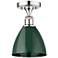 Plymouth Dome 7.5" Wide Polished Chrome Semi.Flush Mount With Green Sh
