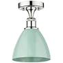 Plymouth Dome 7.5" Wide Polished Chrome Semi.Flush Mount With Seafoam