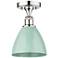 Plymouth Dome 7.5" Wide Polished Chrome Semi.Flush Mount With Seafoam