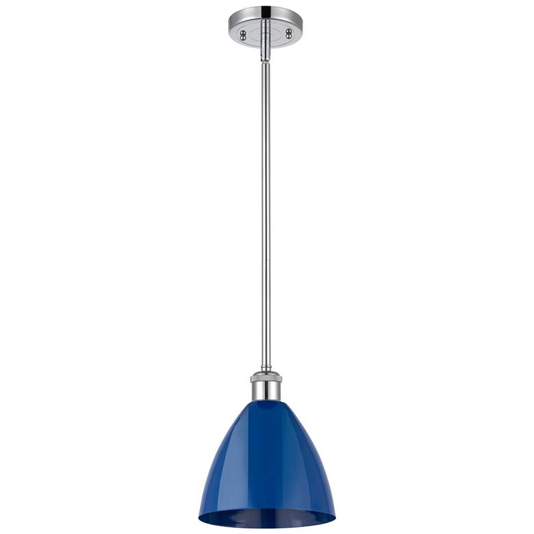 Image 1 Plymouth Dome 7.5" Wide Polished Chrome Stem Hung Pendant w/ Blue Shad