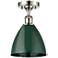 Plymouth Dome 7.5" Wide Polished Nickel Semi Flush Mount w/ Green Shad