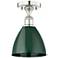 Plymouth Dome 7.5" Wide Polished Nickel Semi.Flush Mount With Green Sh
