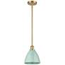 Plymouth Dome 7.5" Wide Satin Gold Stem Hung Pendant w/ Seafoam Shade