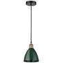 Plymouth Dome 7.5"W Black Brass Corded Mini Pendant w/ Green Shade