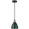 Plymouth Dome 7.5"W Black Brass Corded Mini Pendant w/ Green Shade