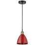 Plymouth Dome 7.5"W Black Brass Corded Mini Pendant w/ Red Shade
