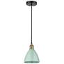 Plymouth Dome 7.5"W Black Brass Corded Mini Pendant w/ Seafoam Shade