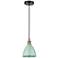 Plymouth Dome 7.5"W Black Brass Corded Mini Pendant w/ Seafoam Shade