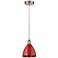 Plymouth Dome 7.5"W Brushed Satin Nickel Corded Mini Pendant w/ Red Sh