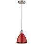 Plymouth Dome 7.5"W Brushed Satin Nickel Corded Mini Pendant w/ Red Sh