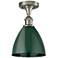 Plymouth Dome 7.5"W Brushed Satin Nickel Semi Flush Mount w/ Green Sha