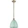 Plymouth Dome 9" Wide Antique Brass Stem Hung Pendant w/ Seafoam Shade